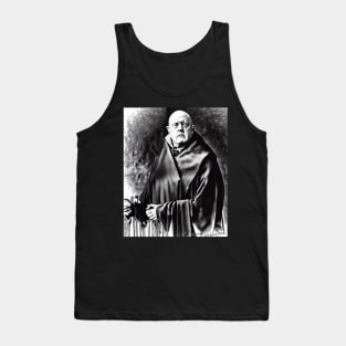 Aleister Crowley The Great Beast of Thelema Black and White Drawing as Old Wizard Tank Top